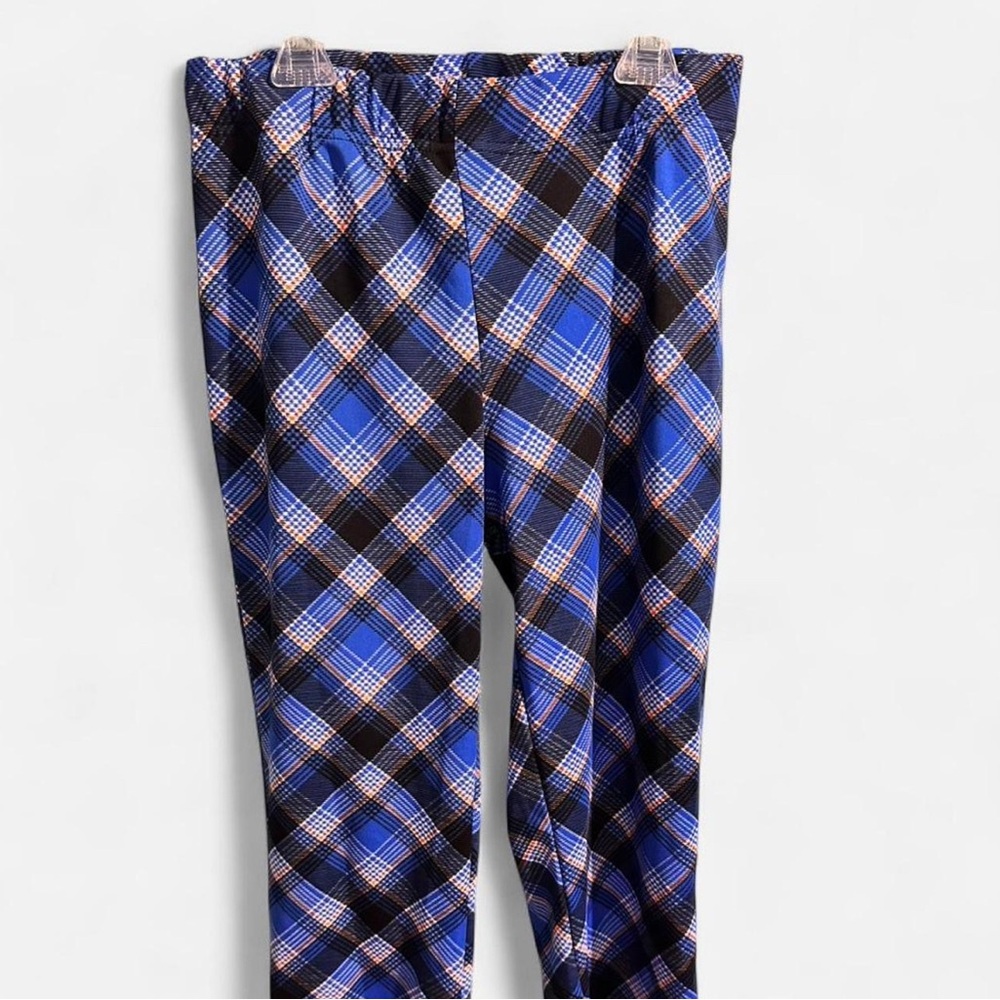 Blue Plaid Straight Leg Women's Pants